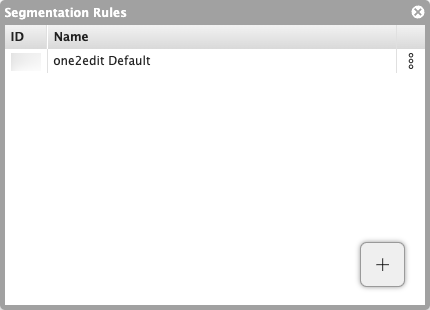 Segmentation Rules dialog containing the default rules named 'one2edit Default'