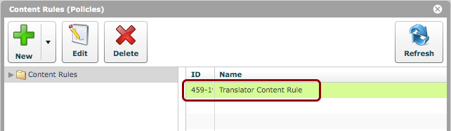 New Content Rule has been created
