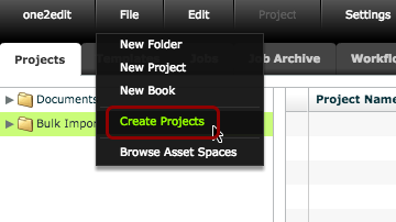 'File > Create Projects'