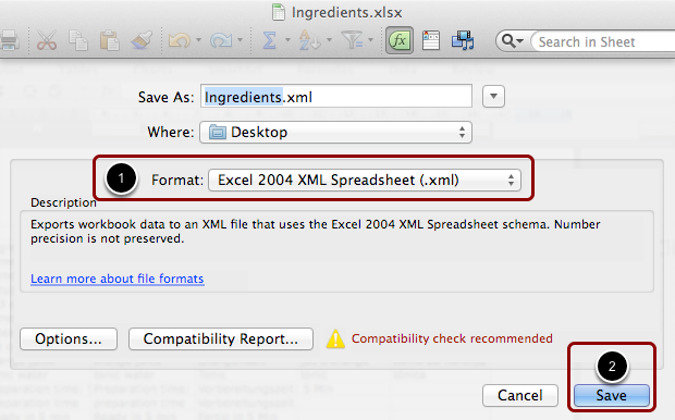 Step 2: 'File > Save as... > XML'