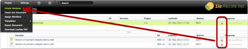 'Project > Lock' and 'Unlock Versions'