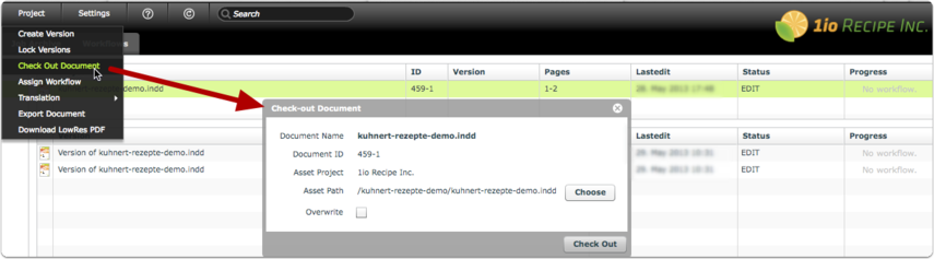 'Project > Check Out Document'