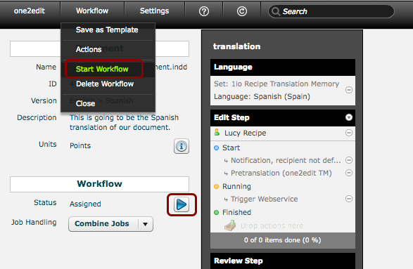 Start workflow