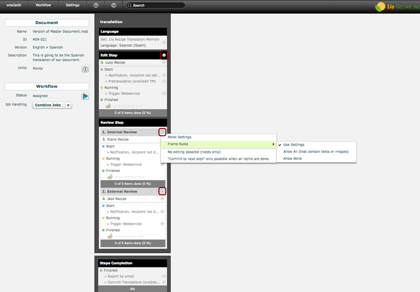 Customise workflow steps